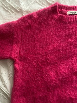 Jersey fucsia punto grueso botones joya