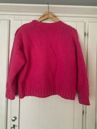 Jersey fucsia punto grueso botones joya