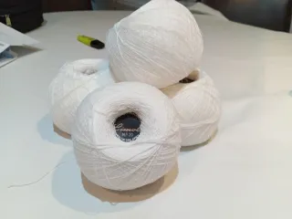 4 Ovillos Hilo Algodón Nº 20 Blanco