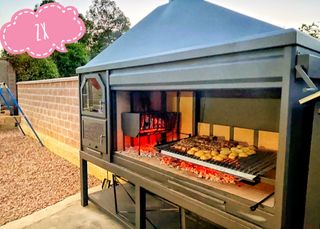 Barbacoa Horno Metal Negra/Gris