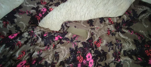 Vestido BDBA seda verde musgo y rosa