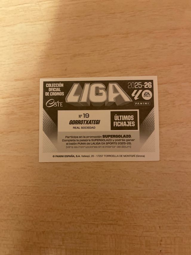 1 Cromo del Real Sociedad dell'ultimo acquisto