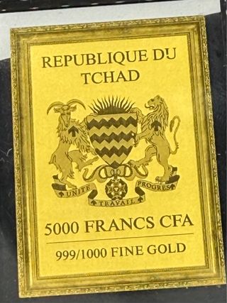 Moneda de oro Republica del Chad (1/200 oz)
