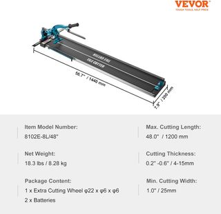 VEVOR Cortador de Azulejos 1200 mm Cortador Manual