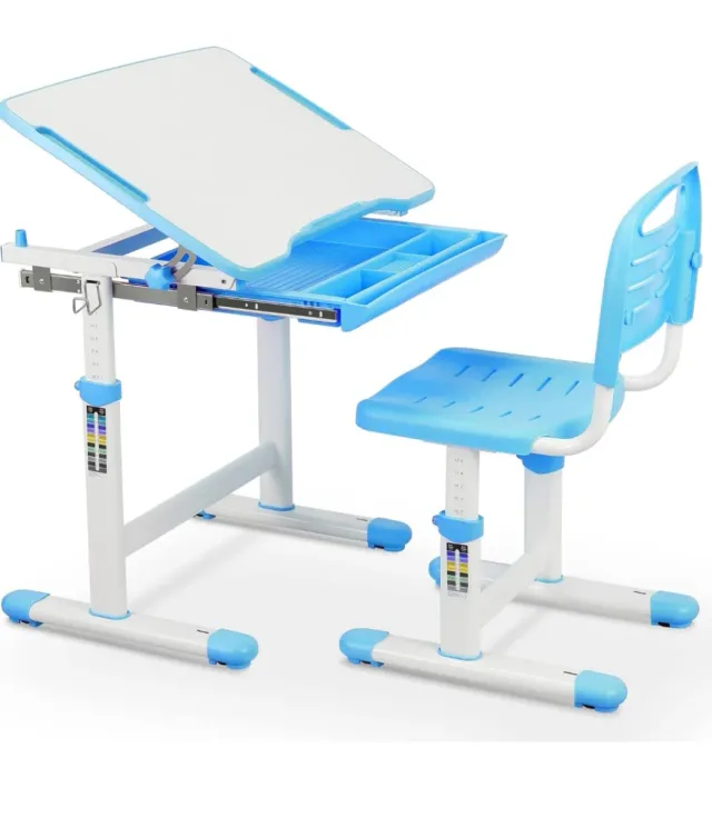 Scrivania e Sedia per Bambini Rosa e Blu