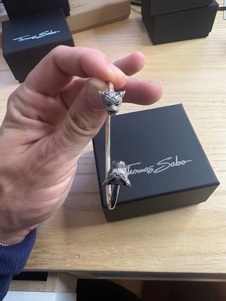 Pulsera Thomas Sabo Gato Negro Plata