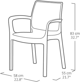 Keter Bali - Confezione da 4 sedie da giardino per interni ed esterni