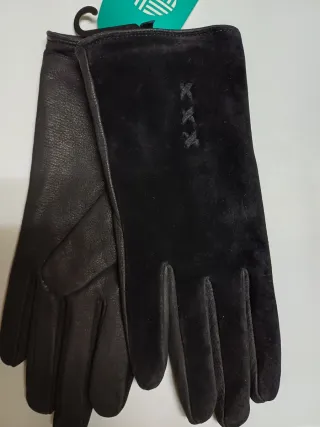 Guantes de piel negros para mujer