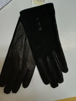 Guantes de piel negros para mujer