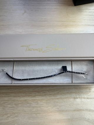 Pulsera Tenis Negra Plata Thomas Sabo