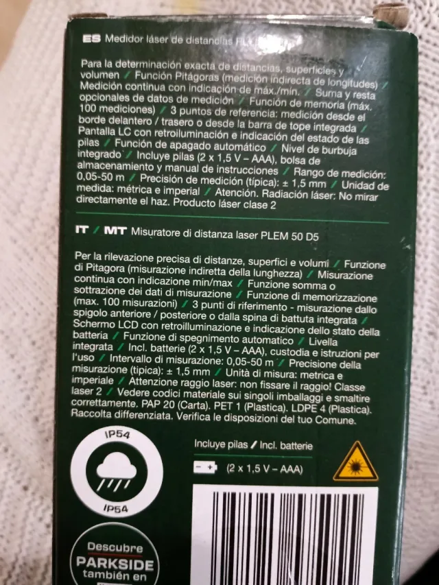 Medidor Láser Parkside PLEM 50 D5