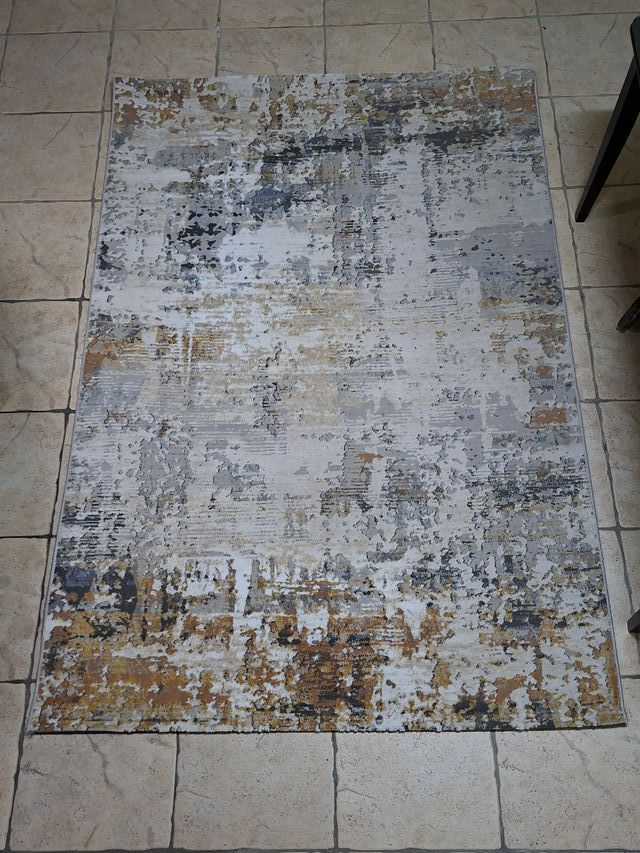 Alfombra salón beige y gris