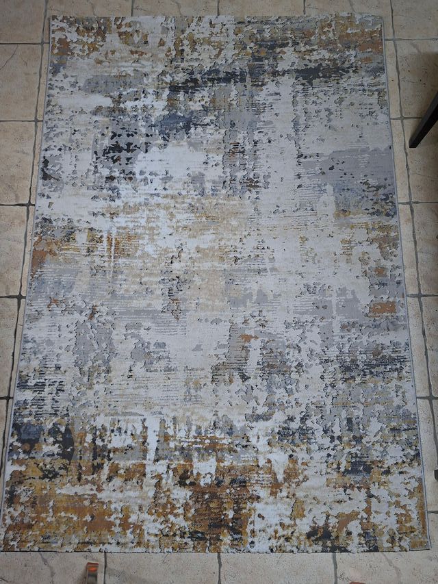 Alfombra salón beige y gris