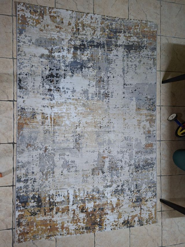 Alfombra salón beige y gris