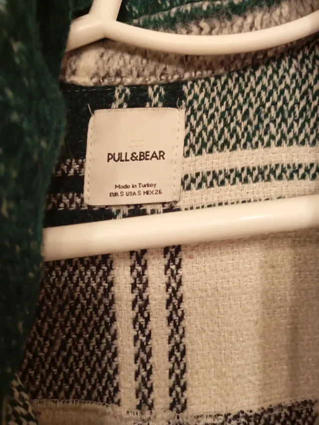 Chaqueta larga cuadros verde y blanco