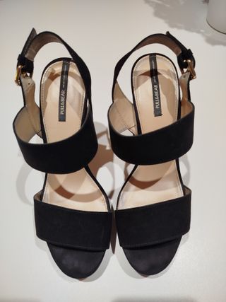 Sandalias Tacón Piel Vuelta Negra Talla 39