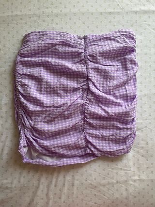 Falda cuadros morada Bershka