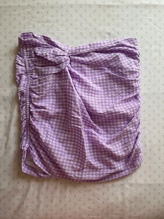 Falda cuadros morada Bershka