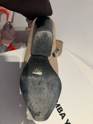 Botines beige tacón ancho de 6 cm