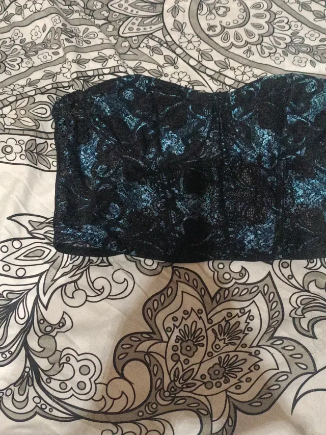 Top Verano Negro y Turquesa