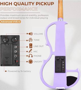 Violín Eléctrico Vangoa 4/4 Morado