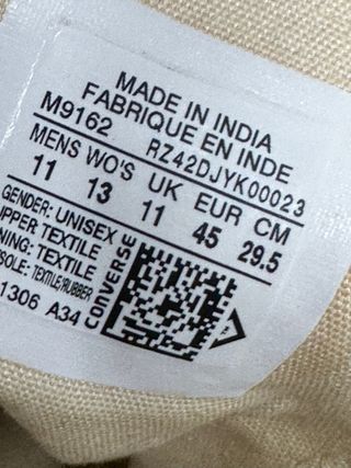 Converse All Star Beige/Bianco Tg 45