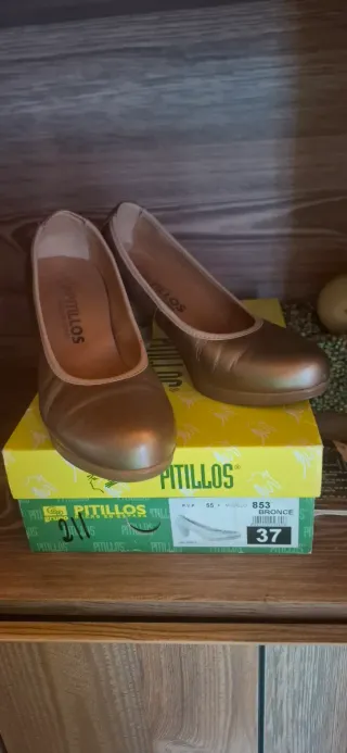 Zapatos Pitillos Tacón Bronce Talla 37