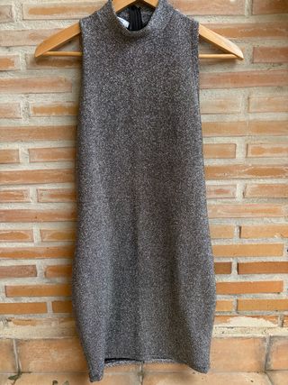 Vestido fiesta Zara plateado Talla S