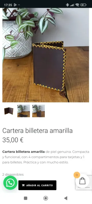 Cartera Billetera Piel Genuina Compacta.