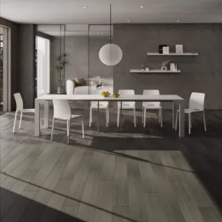 Mesa consola extensible blanco fresno 45(305)x90cm