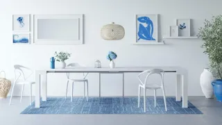 Mesa consola extensible blanco fresno 45(305)x90cm