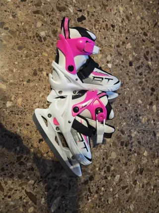 Patines de hielo infantiles blancos y rosas 33-36