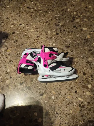 Patines de hielo infantiles blancos y rosas 33-36