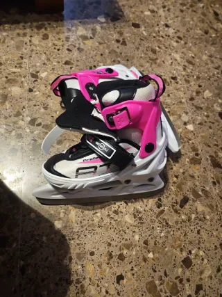 Patines de hielo infantiles blancos y rosas 33-36
