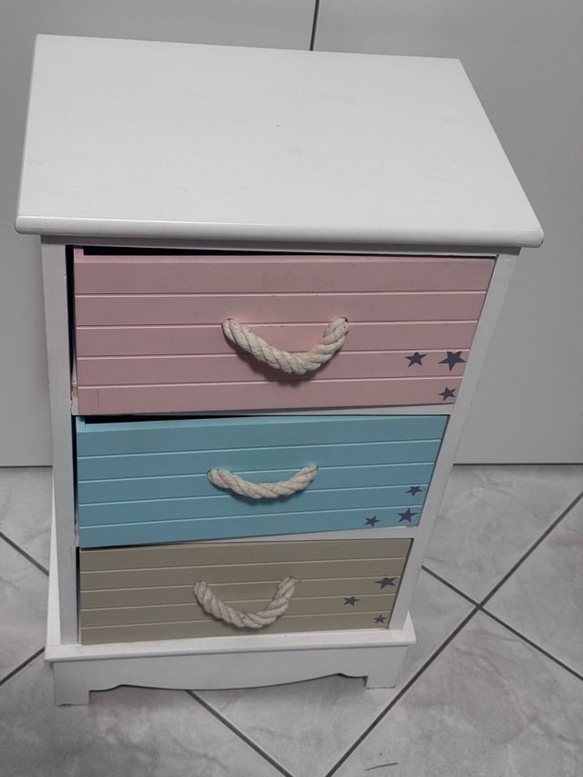 Cassettiera 3 cassetti decorata stelle