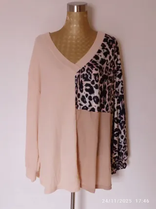 Camiseta Talla 50 Beige y Animal Print