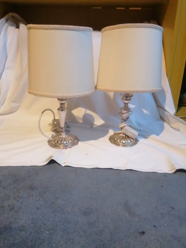Juego 2 Lámparas Noche Base bañada en plata