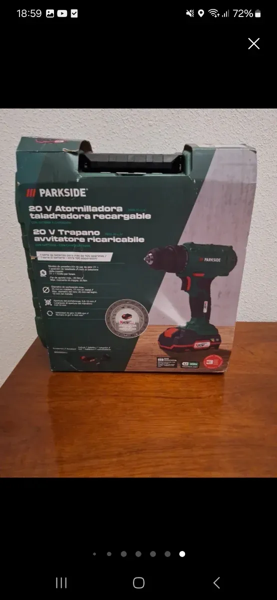 Taladro atornilladora Parkside 20V con maletín