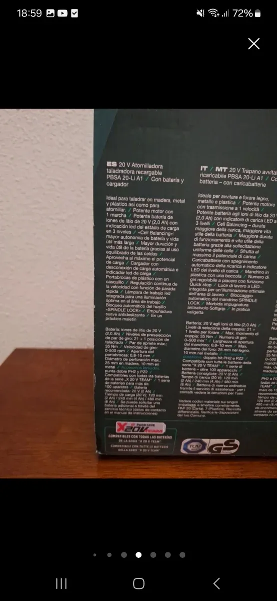 Taladro atornilladora Parkside 20V con maletín