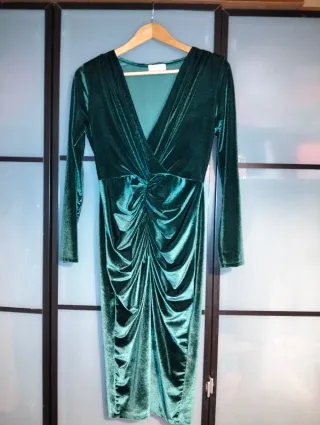 Vestido Terciopelo Verde Manga larga