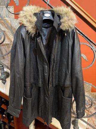 Giubbotto donna vera pelle con cappuccio vintage