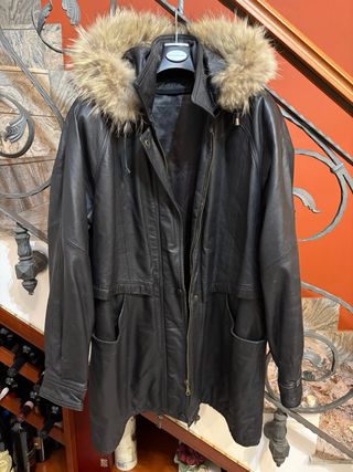 Giubbotto donna vera pelle con cappuccio vintage