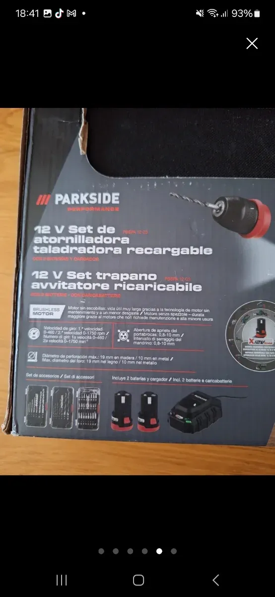 Parkside Set Taladro Atornilladora 12V