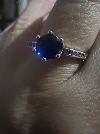 Anillo Plata Talla 6 (52) con Zafiro Azul