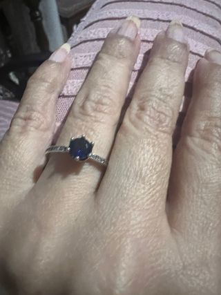 Anillo Plata Talla 6 (52) con Zafiro Azul
