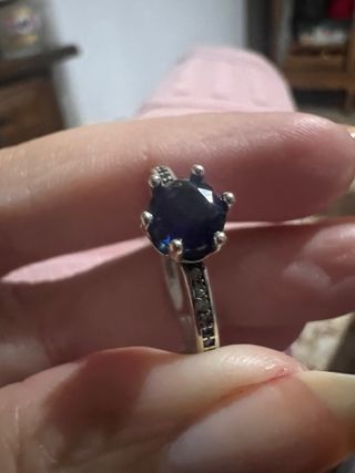 Anillo Plata Talla 6 (52) con Zafiro Azul