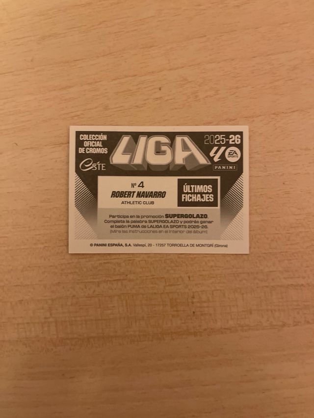 1 Cromo dell'ultimo acquisto dell'Atletico Bilbao