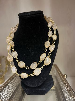 Collar Vintage Piedras Rosas y Doradas