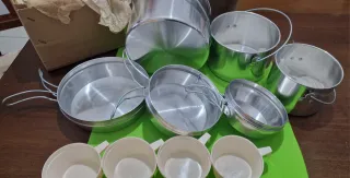 Set campeggio vintage, nuovo in confezione