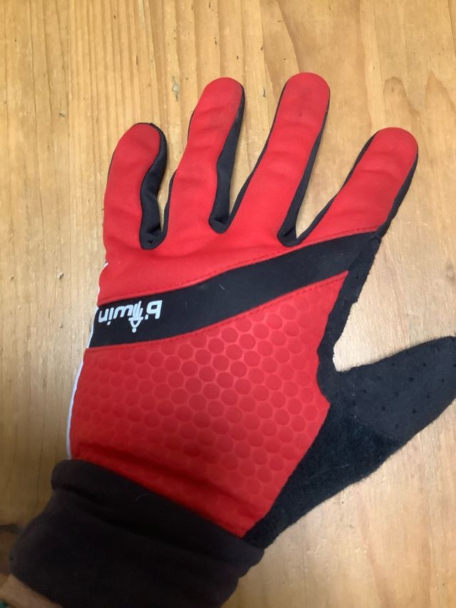 Guantes Btwin Ciclismo Rojo y Negro Talla M